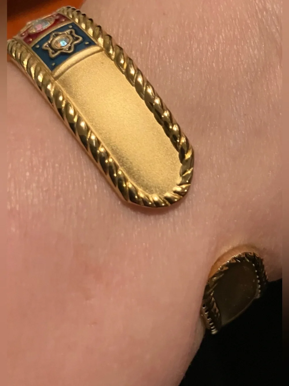 NEW Vintage POV Gold-Tone Square Face Quartz Watch with Jewel Accents